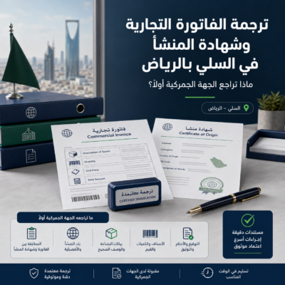 ترجمة فاتورة تجارية وشهادة منشأ في الرياض