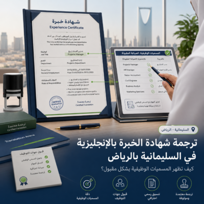 ترجمة شهادة خبرة بالإنجليزية في الرياض