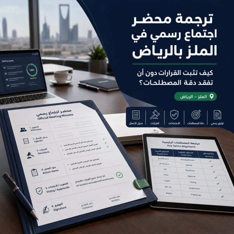 ترجمة محضر اجتماع رسمي في الرياض