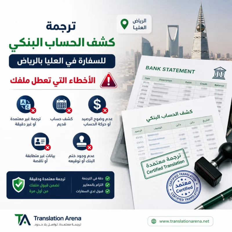 ترجمة كشف الحساب البنكي للسفارة في الرياض