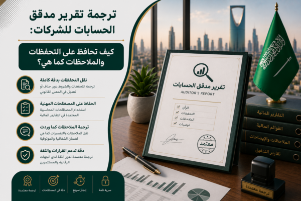 ترجمة تقرير مدقق الحسابات للشركات