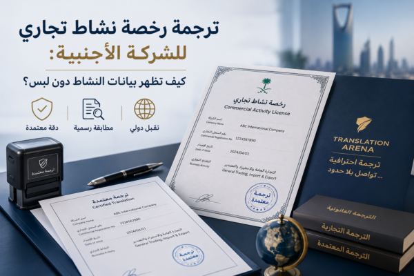 ترجمة رخصة نشاط تجاري للشركة الأجنبية