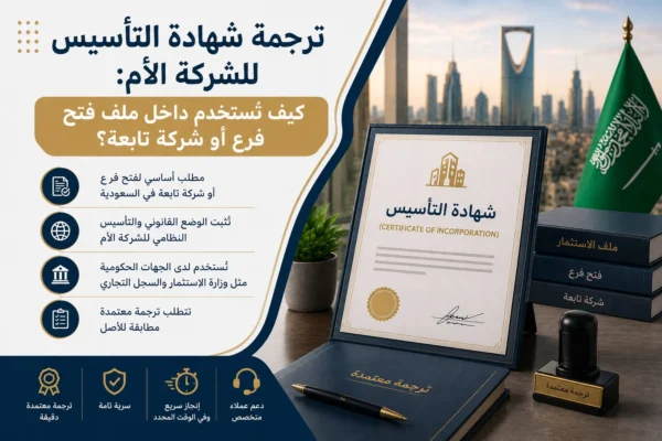 ترجمة شهادة التأسيس