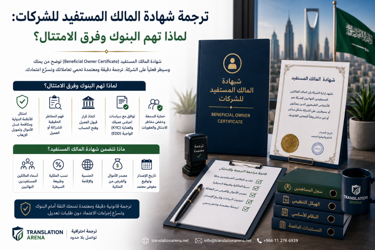 ترجمة شهادة المالك المستفيد