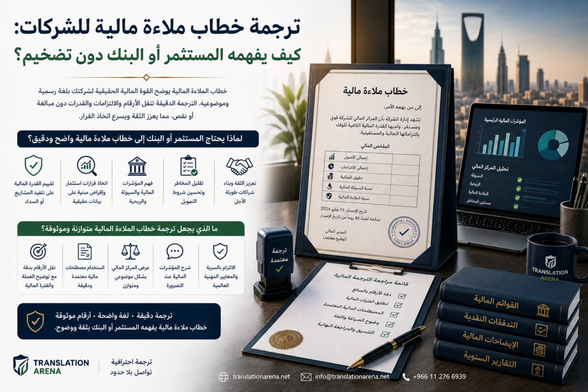ترجمة خطاب ملاءة مالية