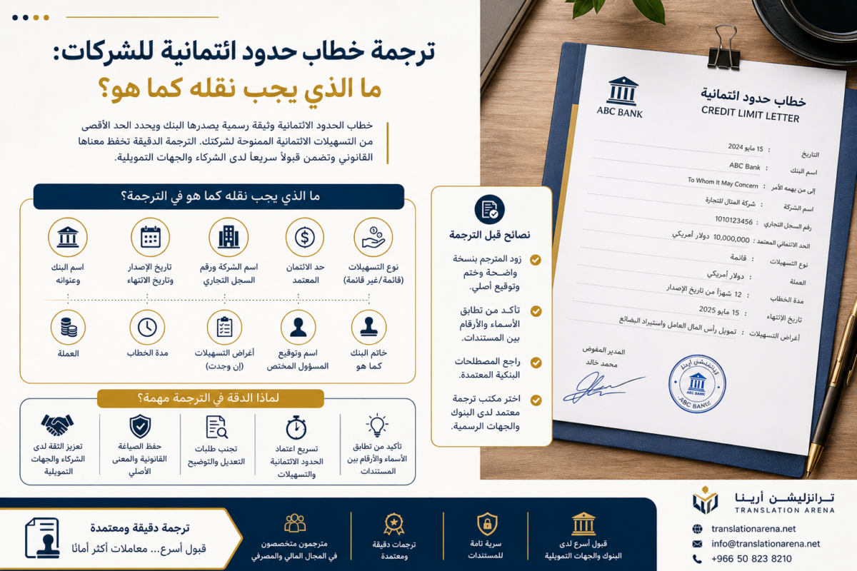 ترجمة خطاب حدود ائتمانية