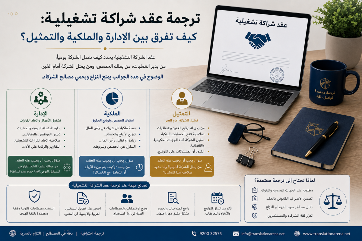 ترجمة عقد شراكة تشغيلية