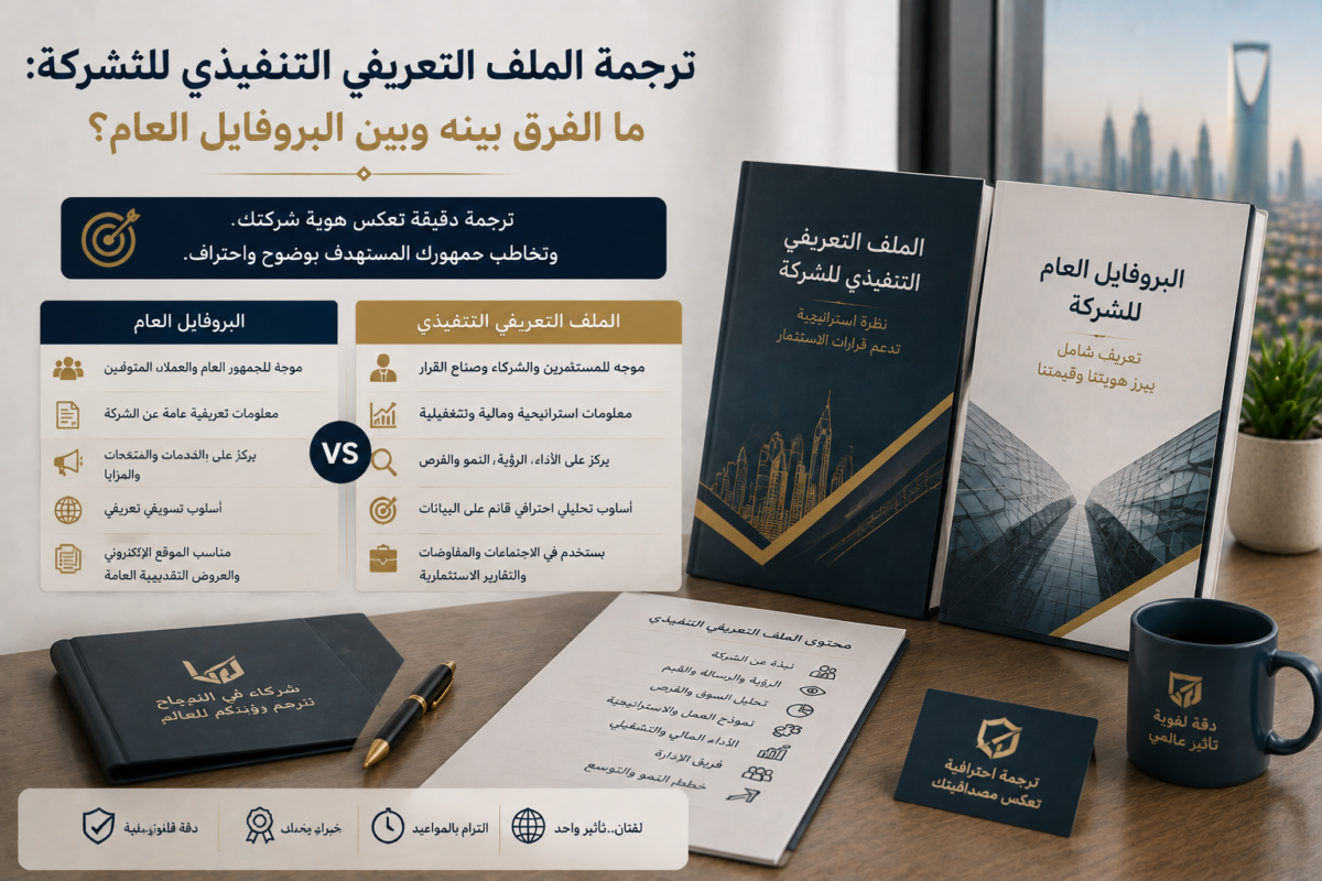 ترجمة الملف التعريفي التنفيذي للشركة