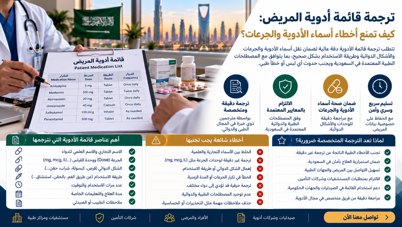 ترجمة قائمة الأدوية