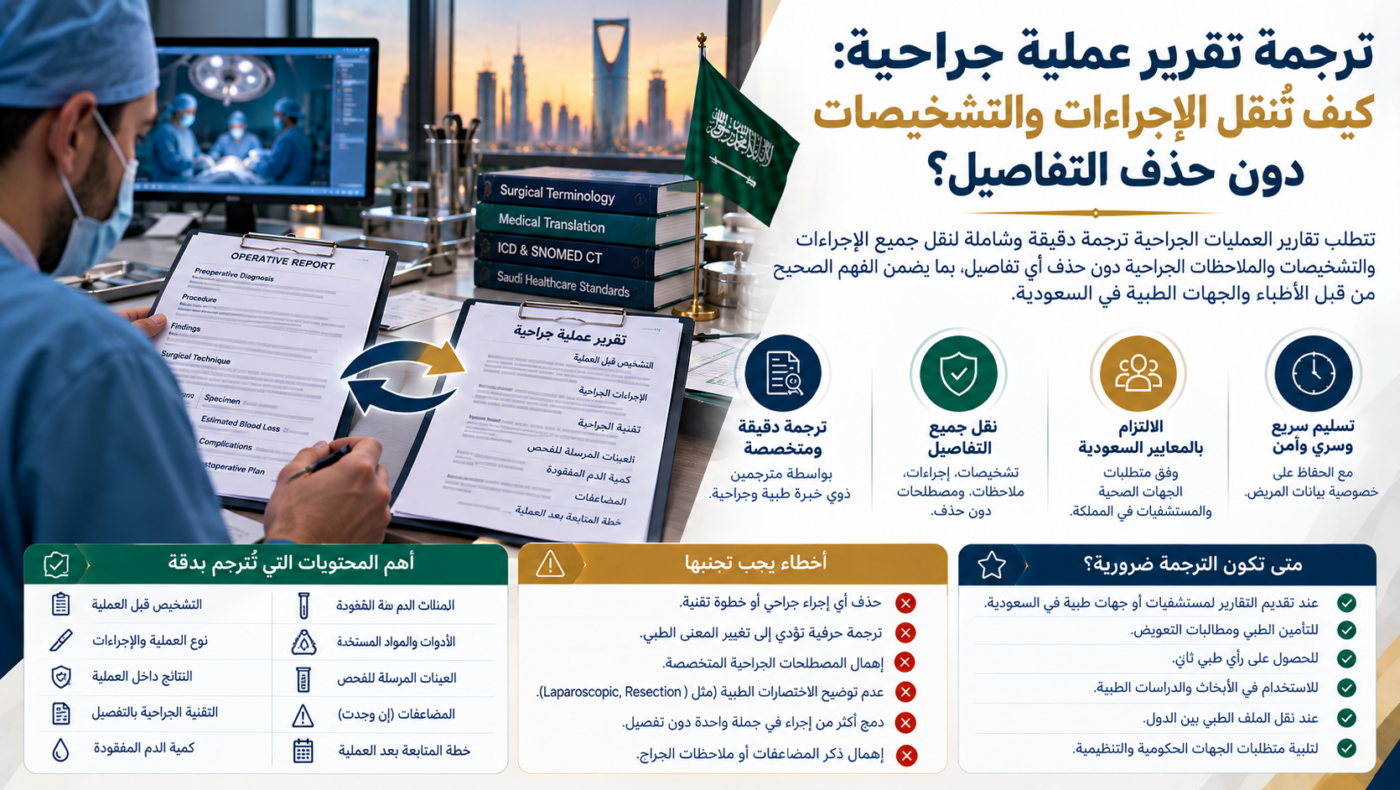 ترجمة تقرير عملية جراحية